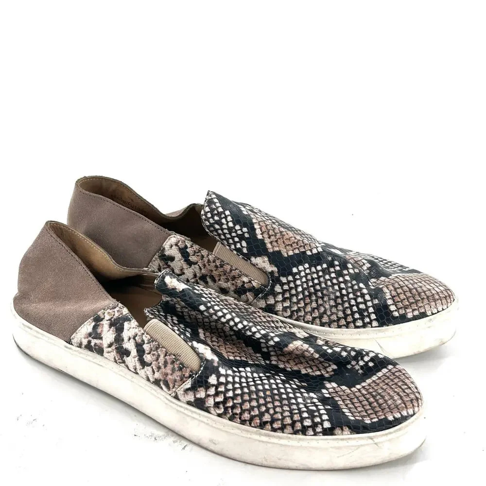 Treasure & Bond Amari Sneakers 11 NWOT Tan Gray Snake Leather Suede Mules
